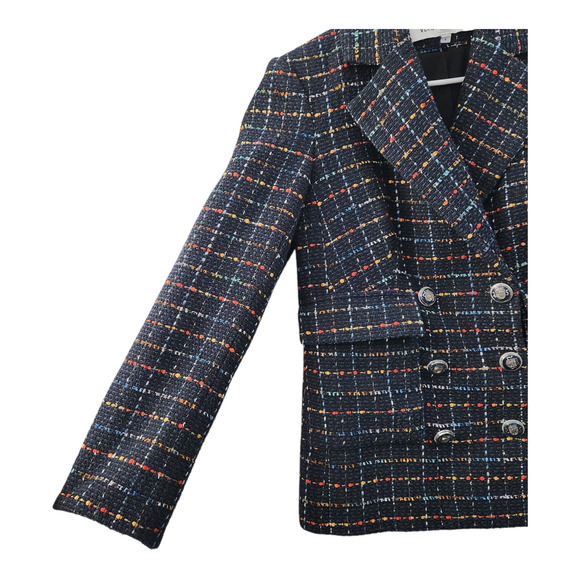 VERONICA BEARD Tweed Rumer Dickey Double-Breasted Blazer Jacket 4 Quiet Luxury - Picture 2 of 10